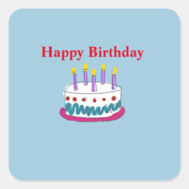 HAPPY BIRTHDAY CAKE QUADRATISCHER AUFKLEBER