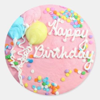 Happy Birthday Cake Runder Aufkleber