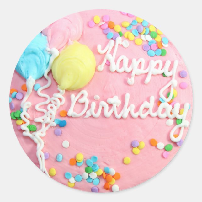 Happy Birthday Cake Runder Aufkleber (Vorderseite)