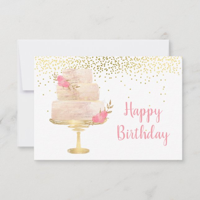 Happy Birthday Cake Watercolor Card (Vorderseite)