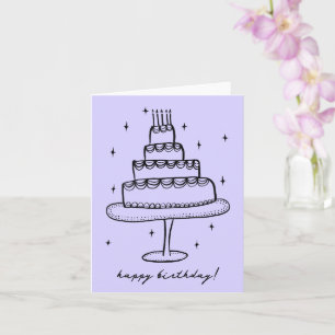 Happy Birthday Cake Whimsical Sketch Doodle Karte