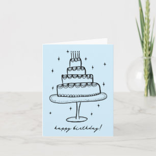 Happy Birthday Cake Whimsical Sketch Doodle Karte