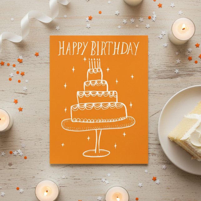 Happy Birthday Cake Whimsical Sketch Doodle Postkarte (Happy Birthday Cake Whimsical Sketch Doodle Postcard
)