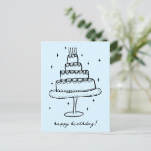 Happy Birthday Cake Whimsical Sketch Doodle Postkarte