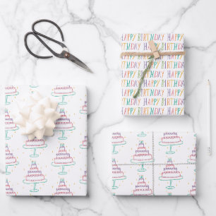 Happy Birthday Cakes Niedlich Charming Muster Gesc Geschenkpapier Set