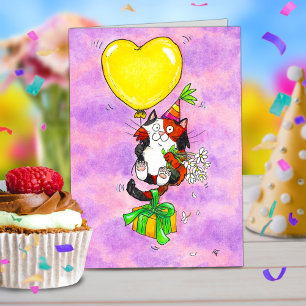Happy Birthday Calico Cat Grußkarte Dankeskarte