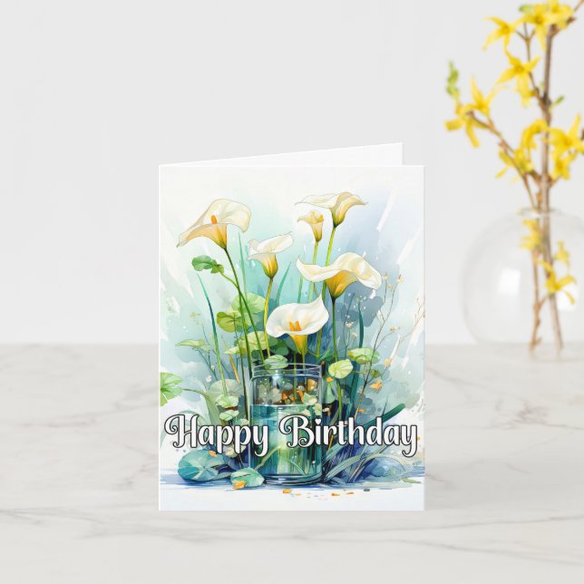 Happy Birthday Calla Lilies Blume Karte (Gelbe Blume)