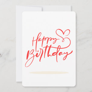 Happy Birthday Calligraphy with Heart Design Einladung