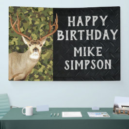 Happy Birthday Camouflage Deer Junting Men's Banne Banner