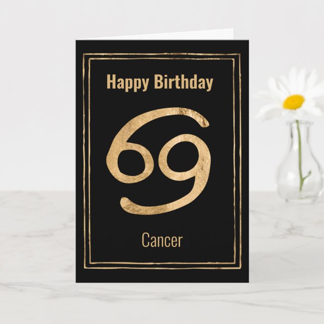 Happy Birthday Cancer zodiac Astrologie Sternzeich Karte (Kleine Pflanze)