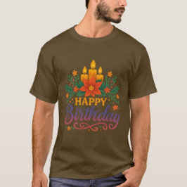 Happy Birthday Candle Basic Dark T-Shirt | Festive