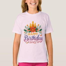 Happy Birthday Candle Girls’ Basic T-Shirt | Color