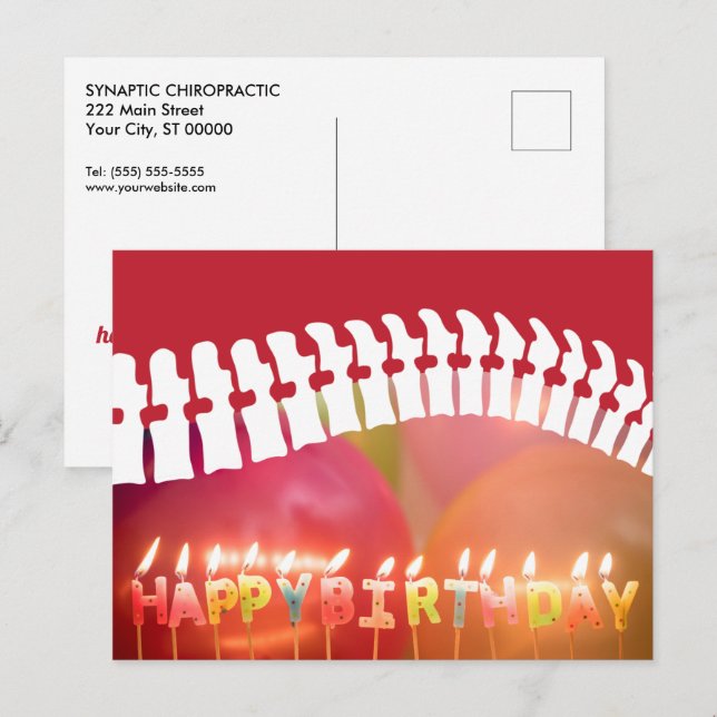 Happy Birthday Candles and Spine Chiropractic Postkarte (Vorne/Hinten)