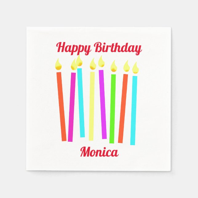 Happy Birthday Candles Paper Napkin Serviette (Vorderseite)