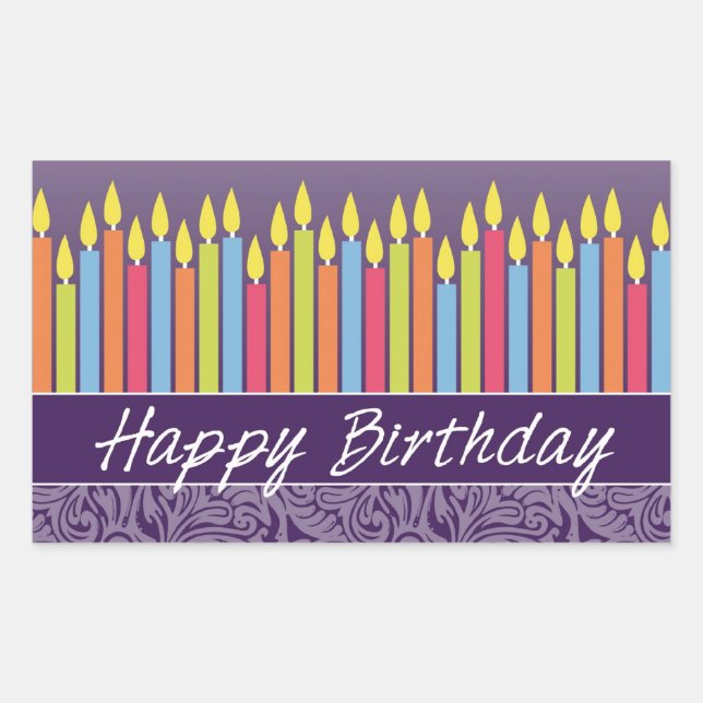 Happy Birthday Candles Rechteckiger Aufkleber (Vorderseite)