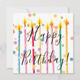 Happy Birthday Candles und Confetti Mitteilungskarte