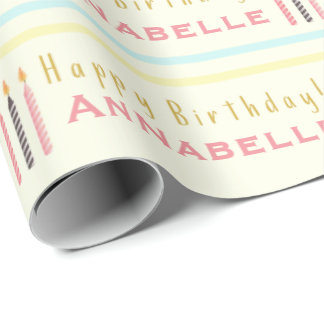 Happy Birthday Candles wiederholen Mädchenname Geschenkpapier