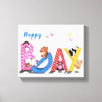 Happy Birthday Canvas Print Baby Bears Party