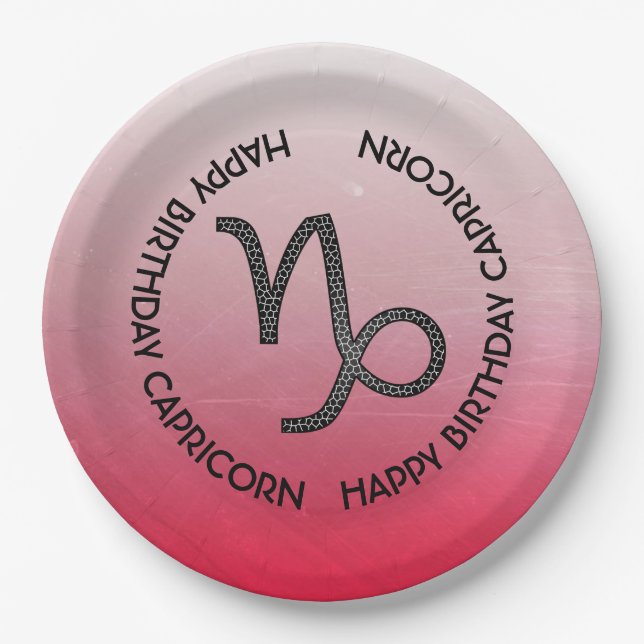 Happy Birthday Capricorn Horoscope Zodiac Pappteller (Vorderseite)
