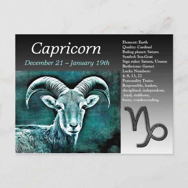 Happy Birthday Capricorn Horoscope Zodiac Postkarte (Vorderseite)