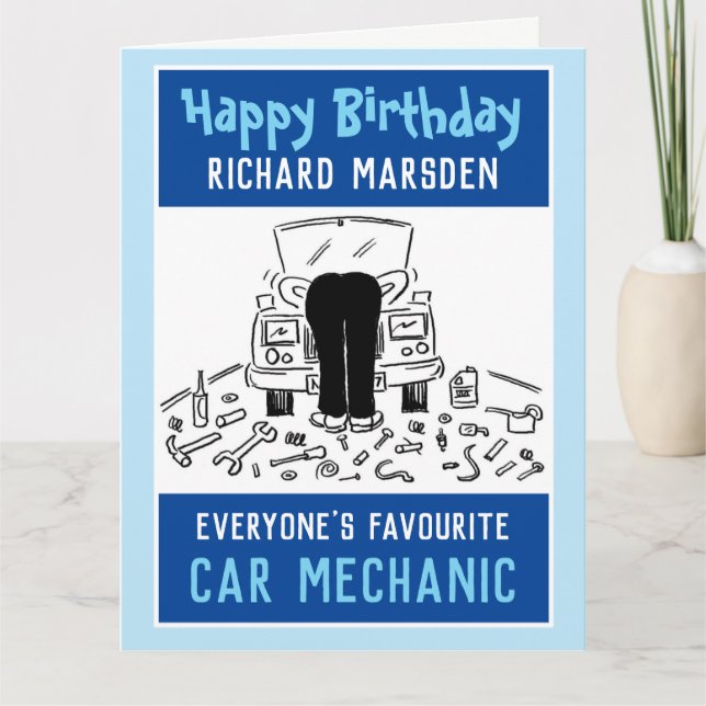 Happy Birthday Car Mechanic Karte (Vorderseite)