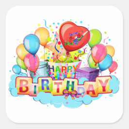 Happy Birthday Card (allgemein) Quadratischer Aufkleber