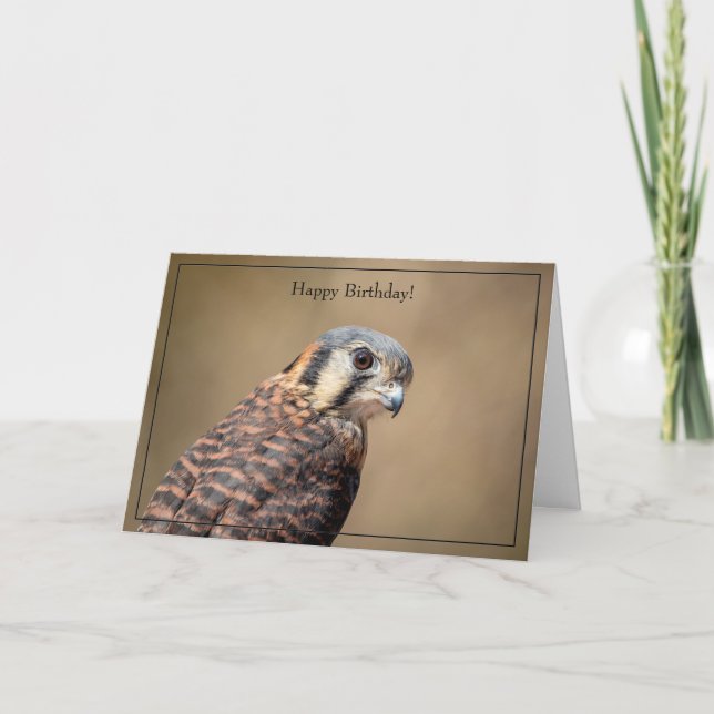 Happy Birthday Card American Kestrel Karte (Vorderseite)