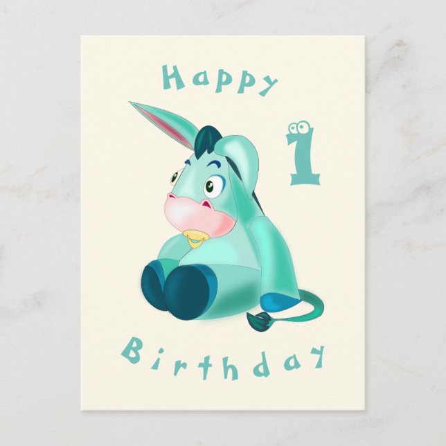 Happy Birthday Card - Baby Donkey - Ihr Alter/Jahr Postkarte (Vorderseite)