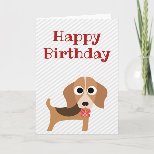 Happy Birthday Card Beagle Dog Blank Inside Karte (Vorderseite)