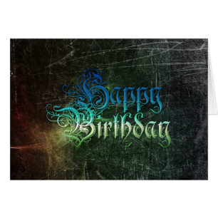 Happy Birthday Card Blue and Black Graffiti Text