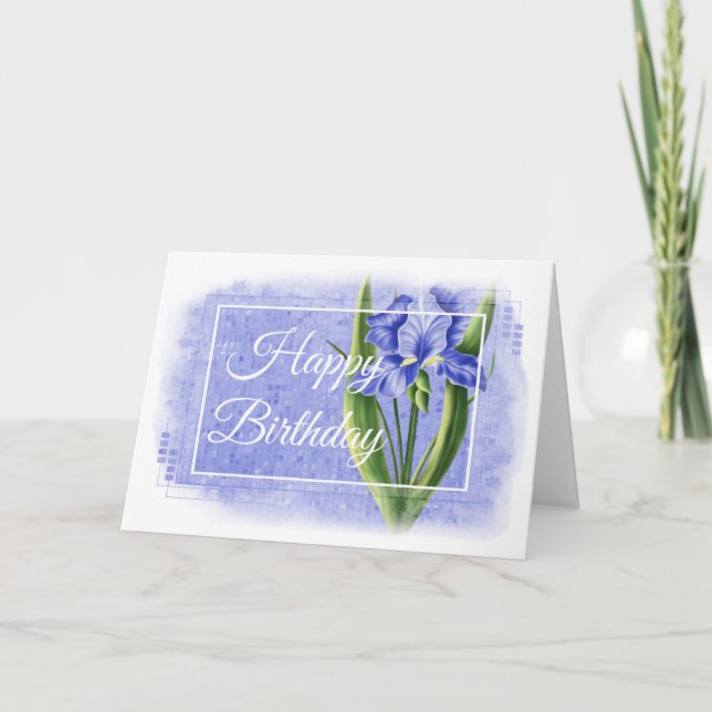 Happy Birthday Card - Blue Iris d1 Karte (Vorderseite)