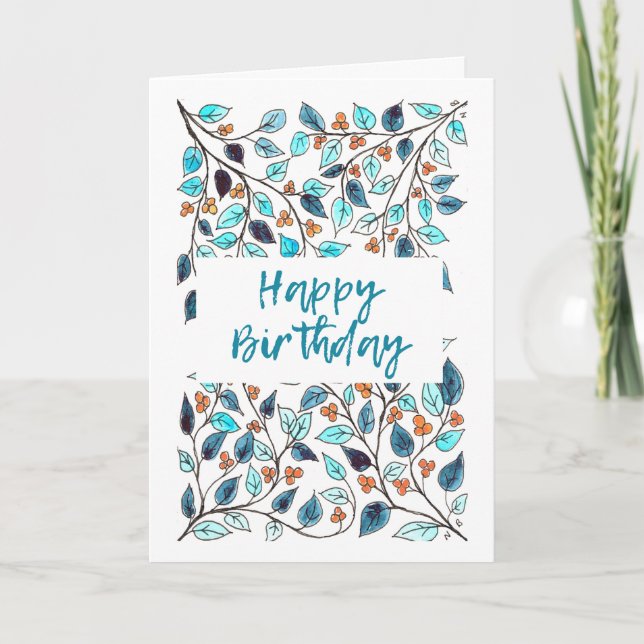 Happy Birthday Card Bluegreen Karte (Vorderseite)