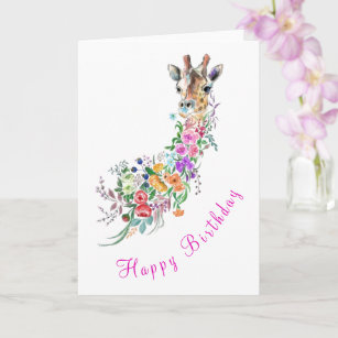 Happy Birthday Card Blume Bouquet Giraffe Karte
