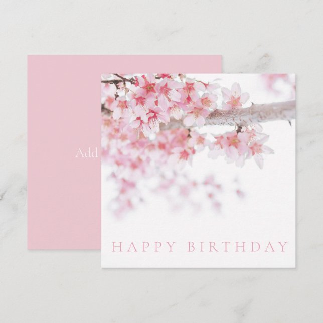 HAPPY BIRTHDAY CARD : CHERRY BLOSSOMS DANKESKARTE (Vorne/Hinten)