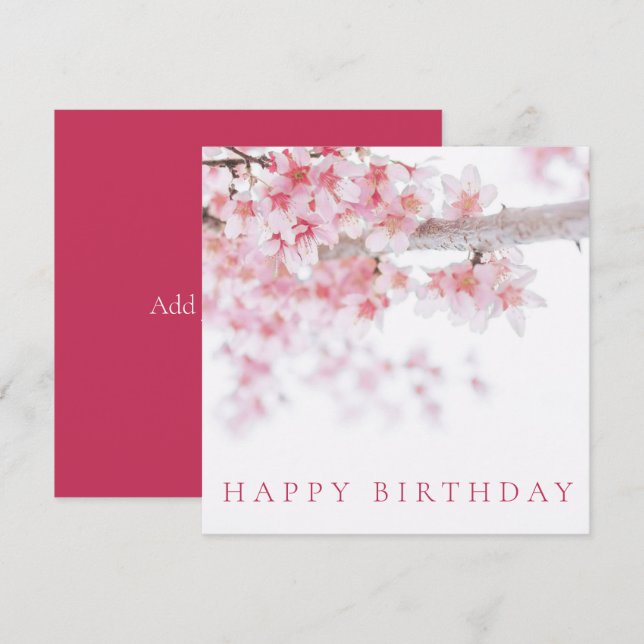 HAPPY BIRTHDAY CARD : CHERRY BLOSSOMS DANKESKARTE (Vorne/Hinten)
