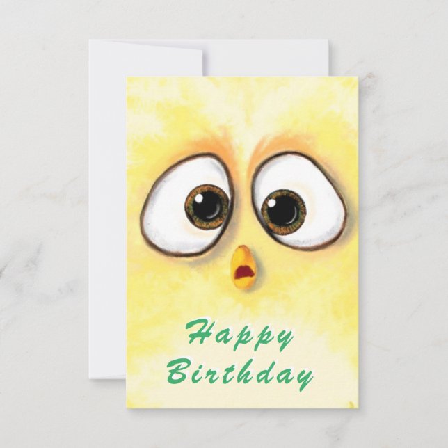 Happy Birthday Card Chickens Überraschte Big Eyes Karte (Vorderseite)