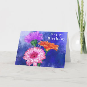 Happy Birthday Card Drei Farben Gerberas Karte