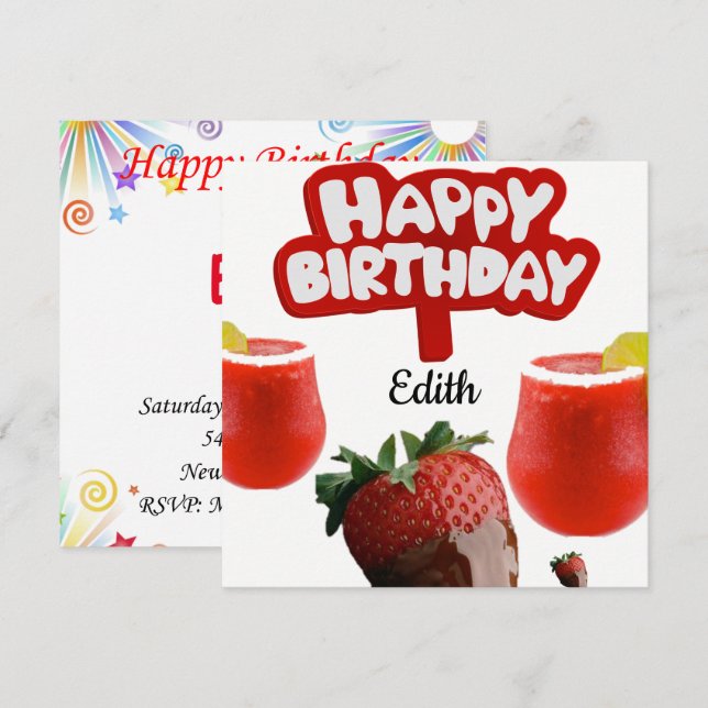Happy Birthday Card Einladung (Vorne/Hinten)