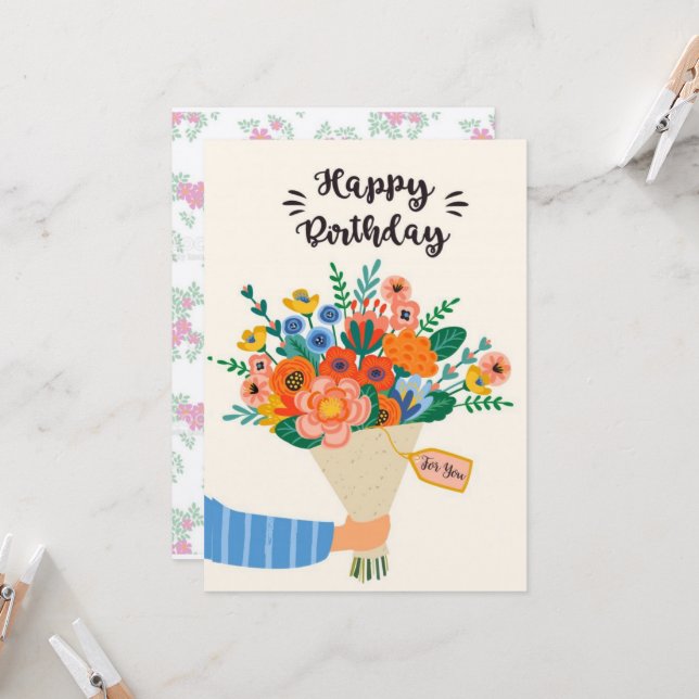 Happy Birthday Card Einladung (Vorderseite/Rückseite Beispiel)