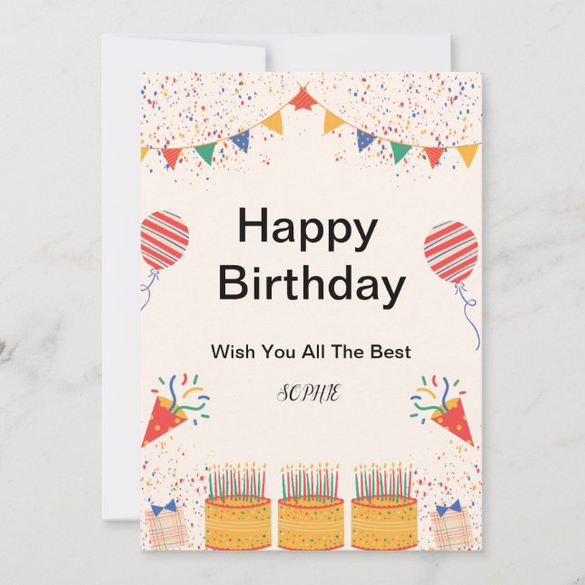 HAPPY BIRTHDAY CARD EINLADUNG (Vorderseite)