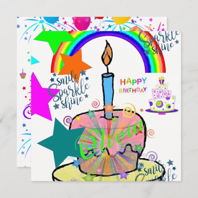 Happy Birthday Card Einladung (Vorne/Hinten)