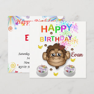 Happy Birthday Card Einladung Affe