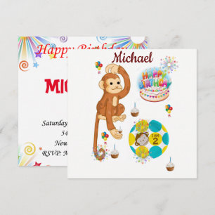 Happy Birthday Card Einladung Affe Zwei Jahre alt