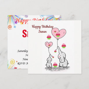 Happy Birthday Card Einladung Elephant