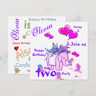 Happy Birthday Card Einladung Elephant