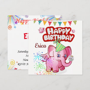 Happy Birthday Card Einladung Elephant