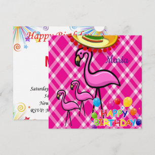 Happy Birthday Card Einladung Flamingo