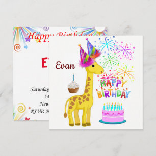 Happy Birthday Card Einladung Giraffe
