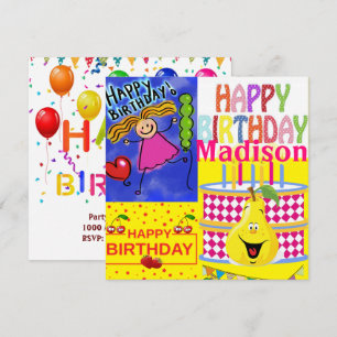 Happy Birthday Card Einladung Kuchen Birne Früchte