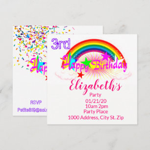 Happy Birthday Card Einladung Rainbow Confetti